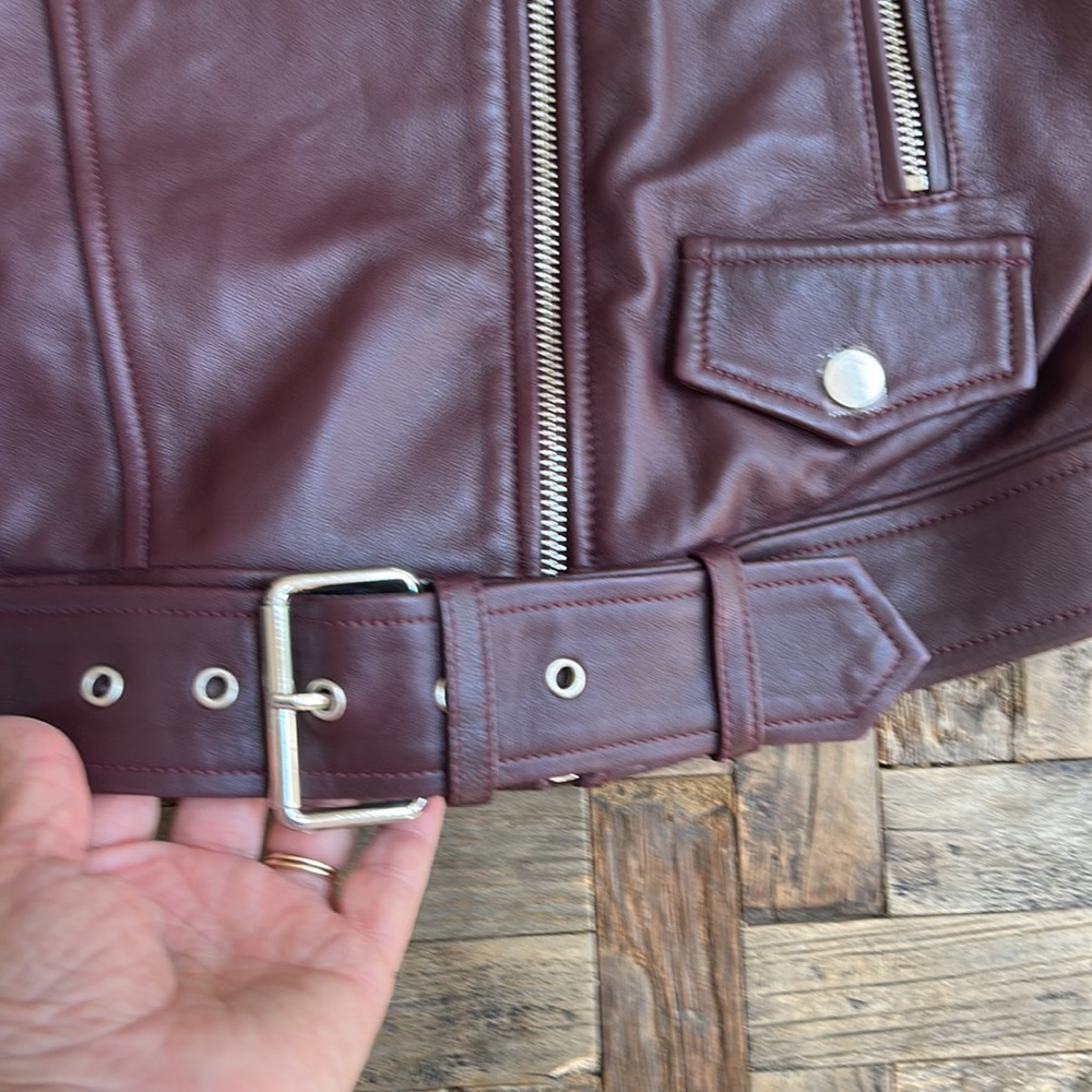 Rebecca Minkoff Burgundy Leather Moto Jacket - Picture 5 of 15